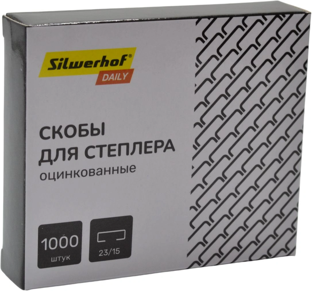 Скобы для степлера 23/15 Silwerhof Daily оцинкованные кор.карт. (упак.:1000шт.)