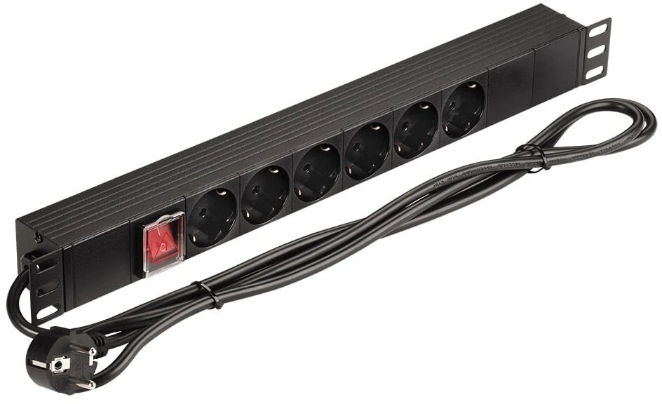 Блок распределения питания Lanmaster NM-PD16A-6XSH+S-2.0 гор.размещ. 6xSchuko базовые 16A Schuko 2м