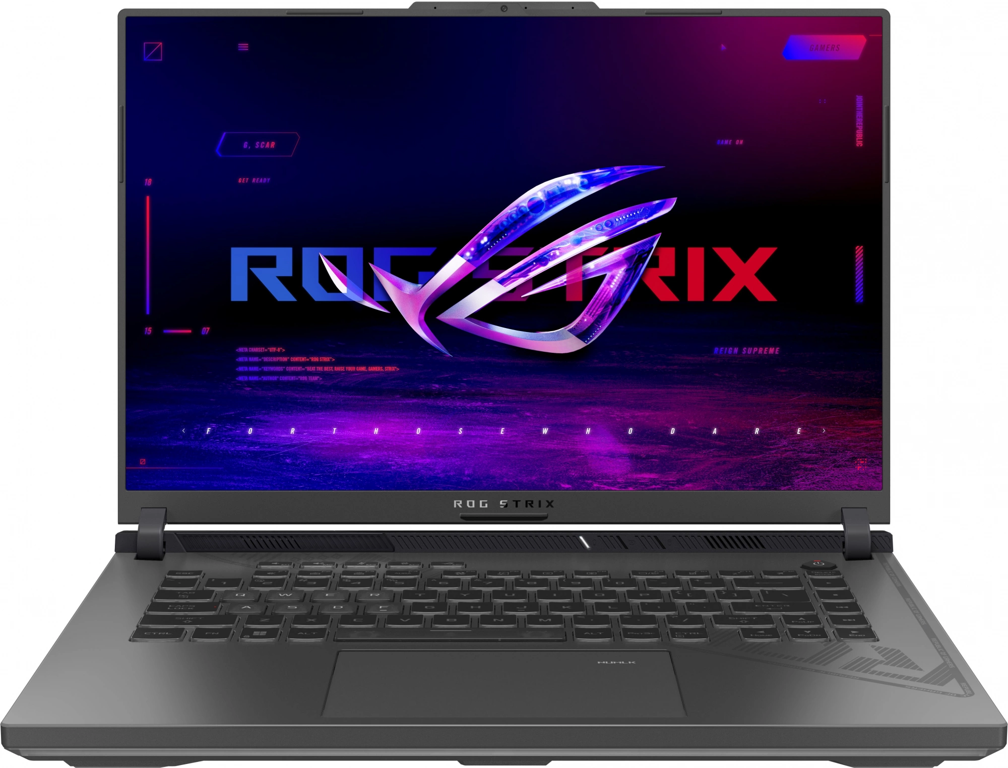 Ноутбук Asus ROG Strix G16 G614JI-N4413 Core i7 13650HX 32Gb SSD1Tb NVIDIA GeForce RTX4070 8Gb 16" IPS WQXGA (2560x1600) noOS grey WiFi BT Cam (90NR0D41-M00VN0)