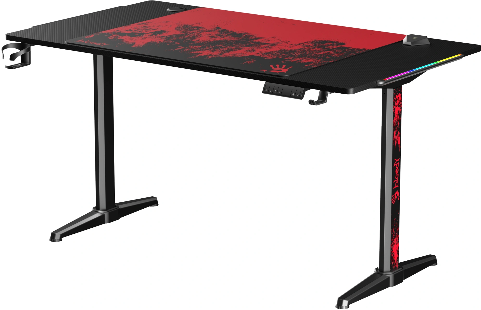 Стол игровой Bloody BD-TB301 электропривод столешница ЛДСП карбон каркас черный 140x80см