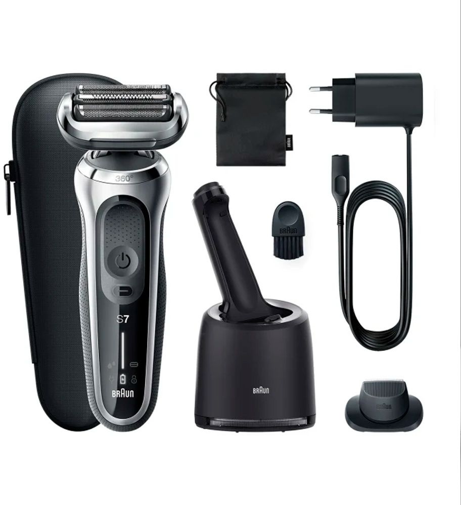 Бритва сетчатая Braun Series 7 71-S7200cc реж.эл.:3 питан.:аккум. черный/серебристый