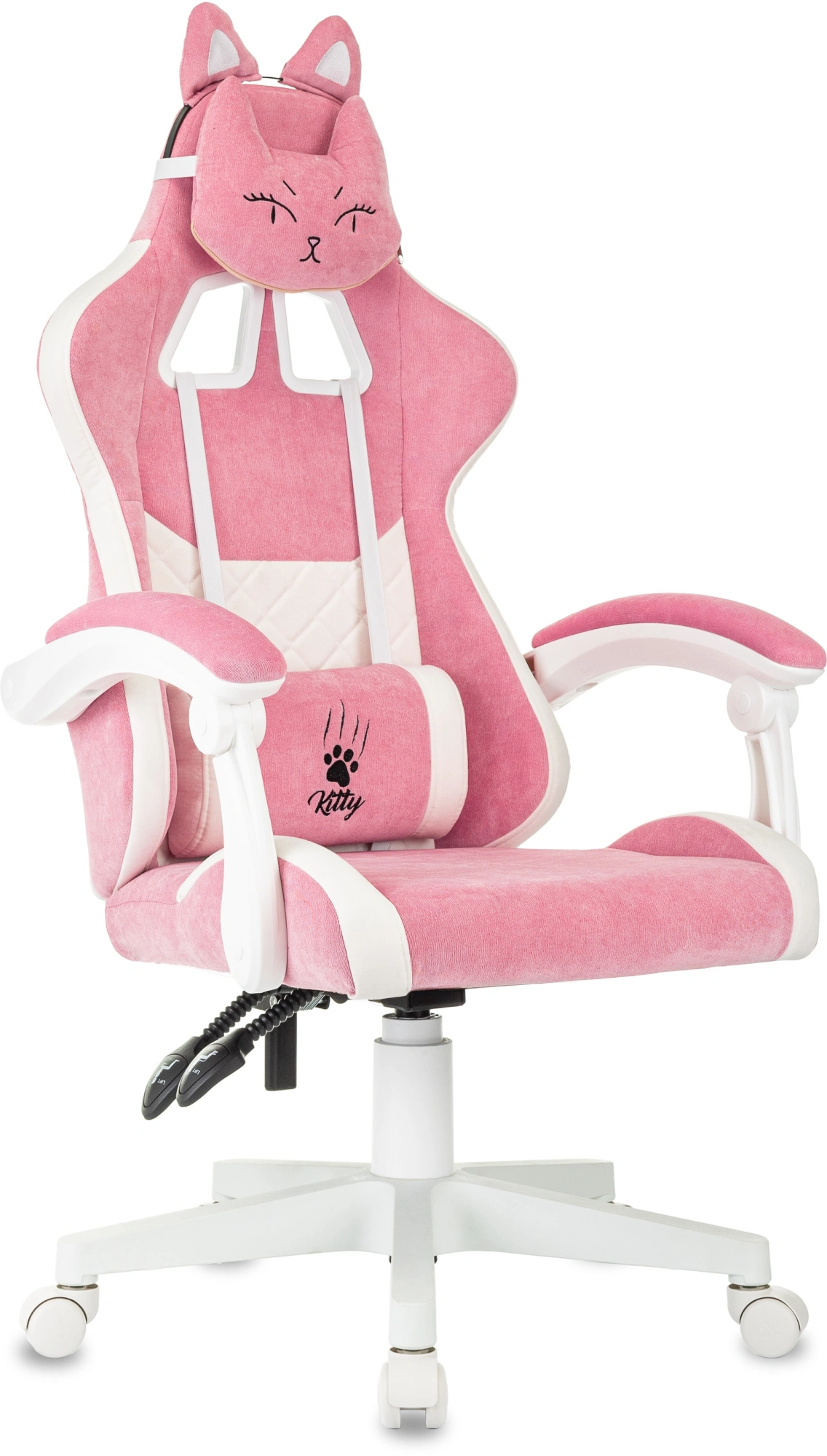 Кресло игровое Knight Kitty W Fabric розовый/молочный с подголов. крестов. пластик пластик белый
