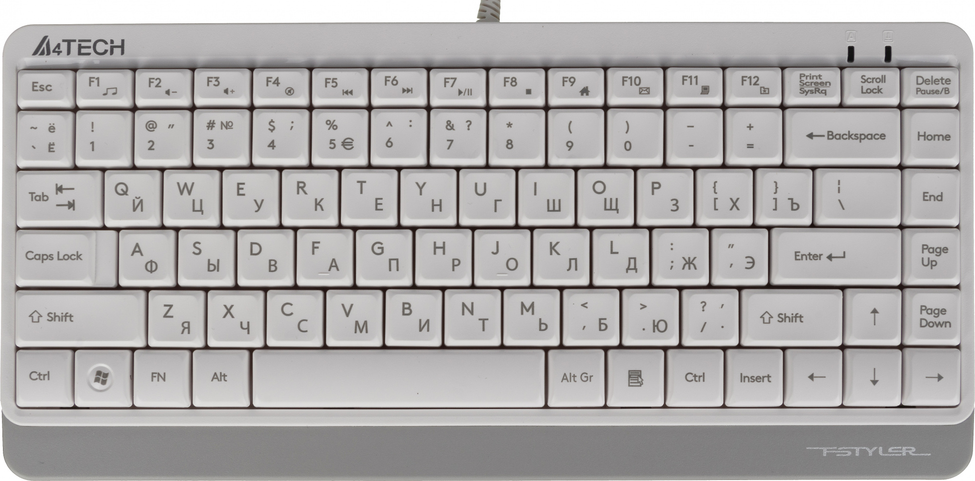 Клавиатура A4Tech FK11 белый USB slim (FK11 USB (WHITE)) кабель 1.5м