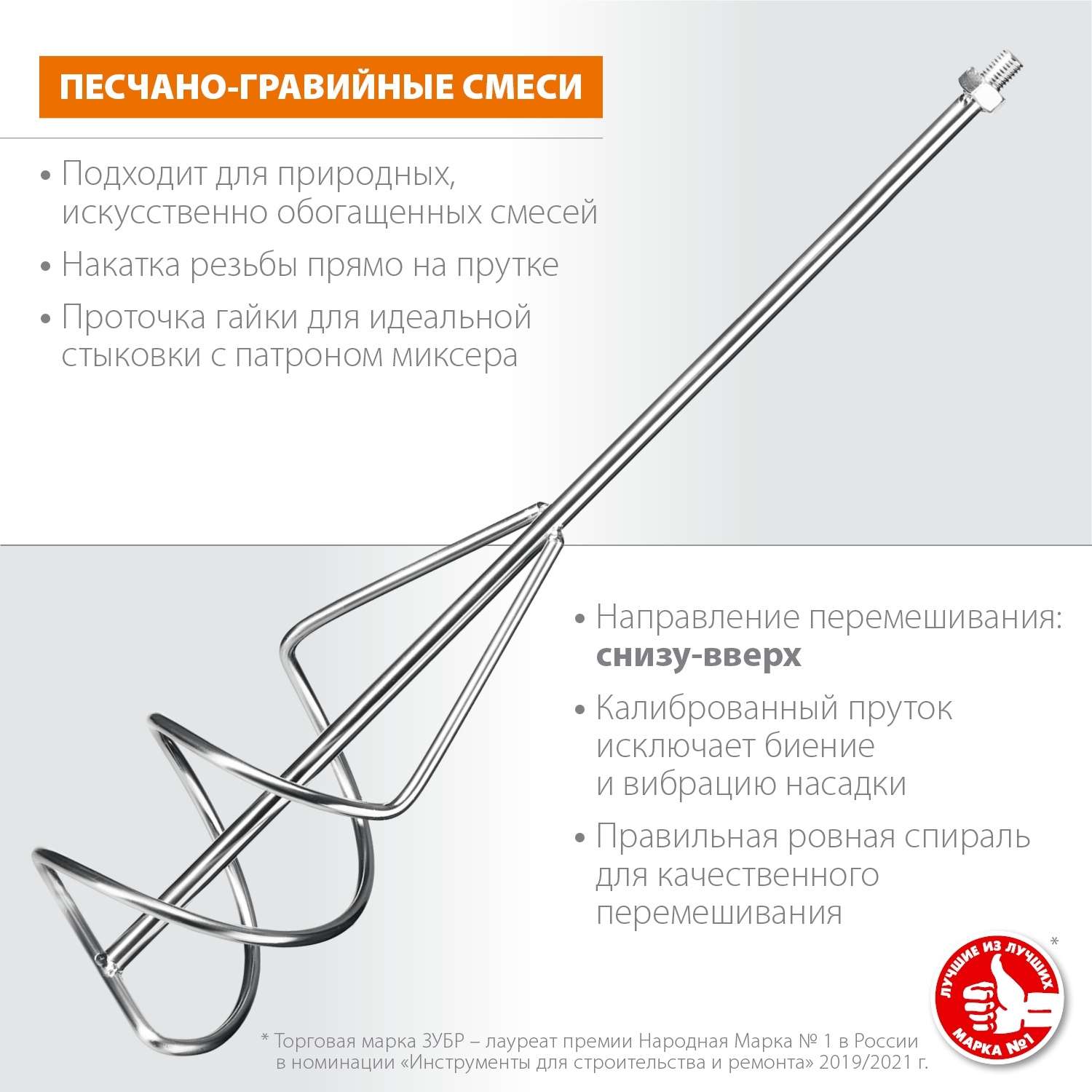 Миксер строит. для дрелей Зубр МНП-140 дл.590мм D140мм серебристый