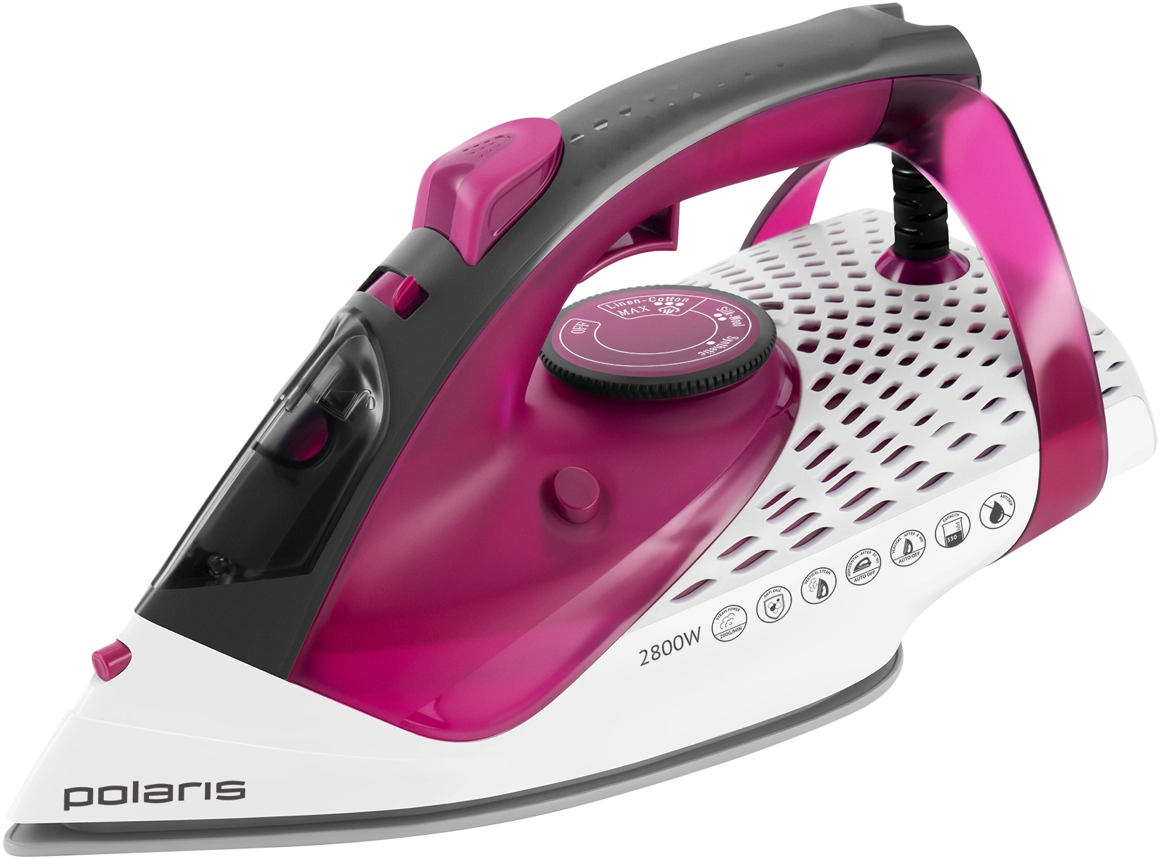 Утюг Polaris PIR 2860AK 2800Вт розовый/черный