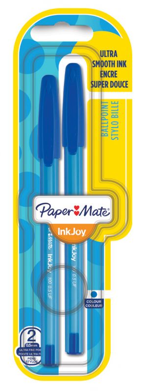 Ручка шариков. Paper Mate InkJoy 100 (1956390/S0957240) d=0.5мм син. черн. блистер (2шт) треугол.