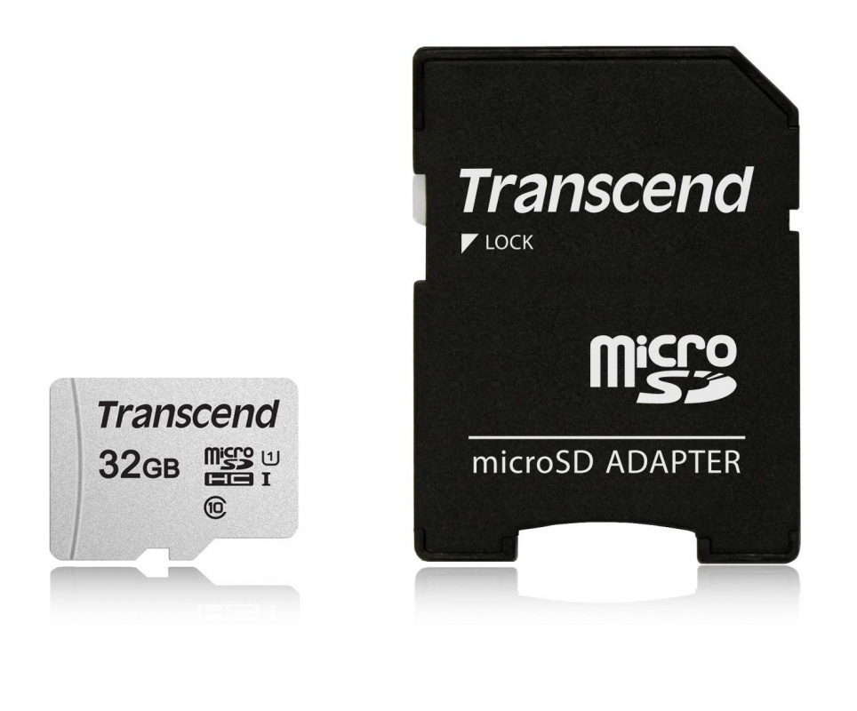 Флеш карта microSDHC 32Gb Class10 Transcend TS32GUSD300S-A + adapter