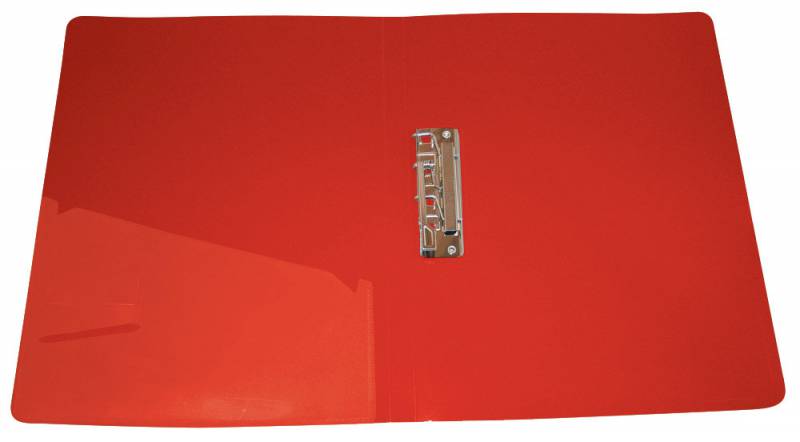 Папка метал.зажим Бюрократ -PZ07CRED A4 пластик 0.7мм внут.и торц.карм красный