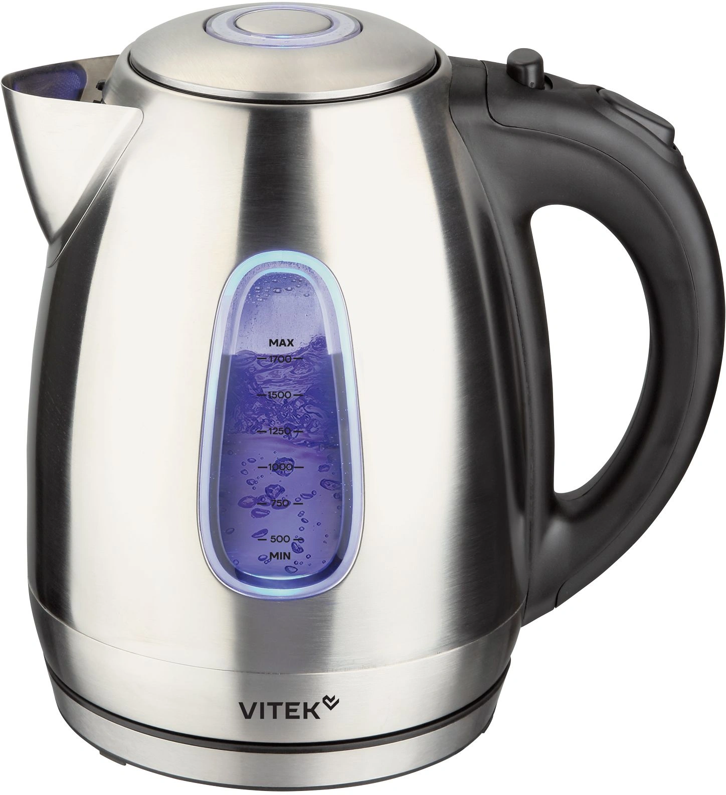 Чайник электрический Vitek VT-WK1056 1.7л. 2200Вт серебристый матовый/черный корпус: металл