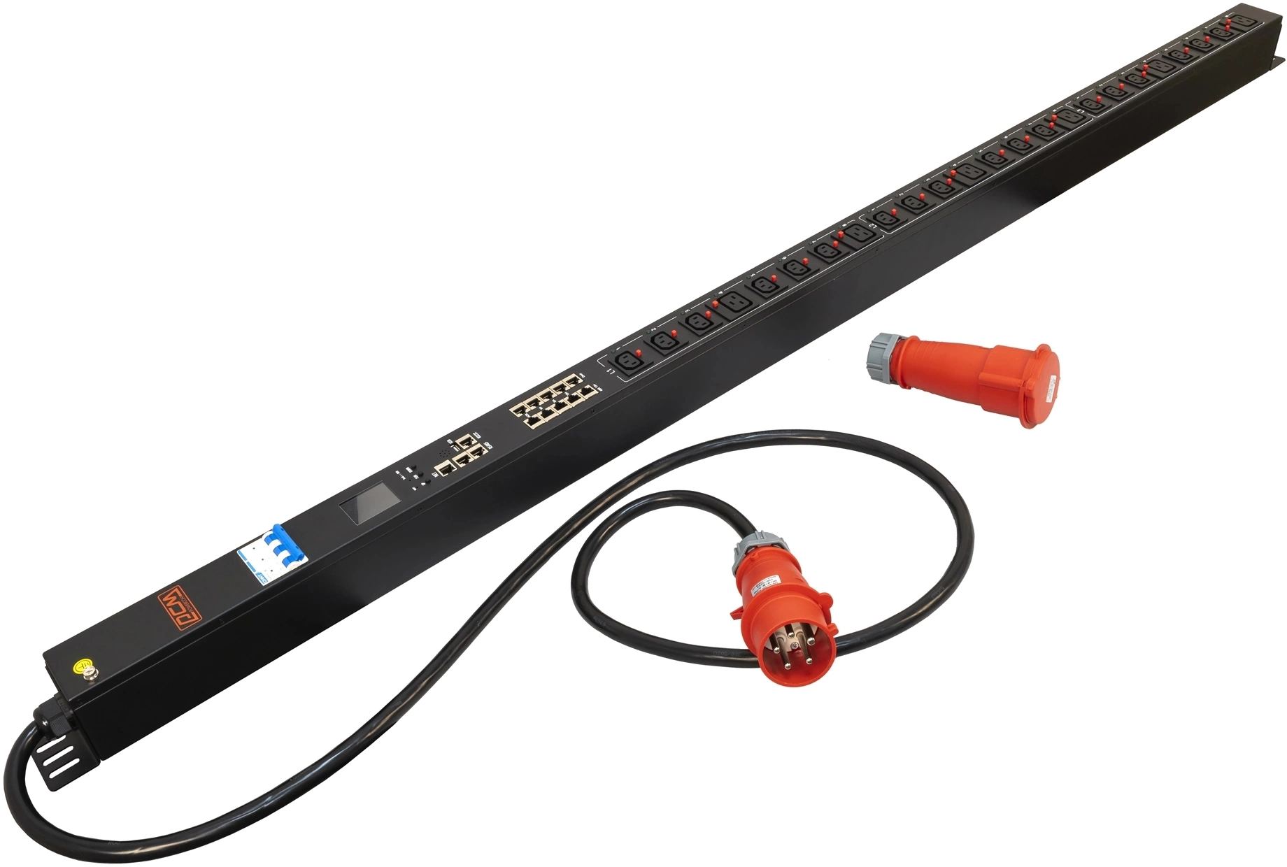 Блок распределения питания Powercom PDU-32AVMS24-18C3-6C9-3P верт.размещ. 18xC13 6xC19 с сетевым мониторингом 3x32A EN 60309 2м