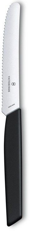 Нож кухонный Victorinox Swiss Modern (6.9003.11W) стальной столовый лезв.110мм серрейт. заточка черный