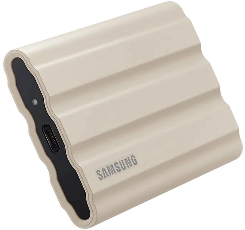 Накопитель SSD Samsung Original USB-C 2TB MU-PE2T0K/WW Shield T7 1.8" бежевый