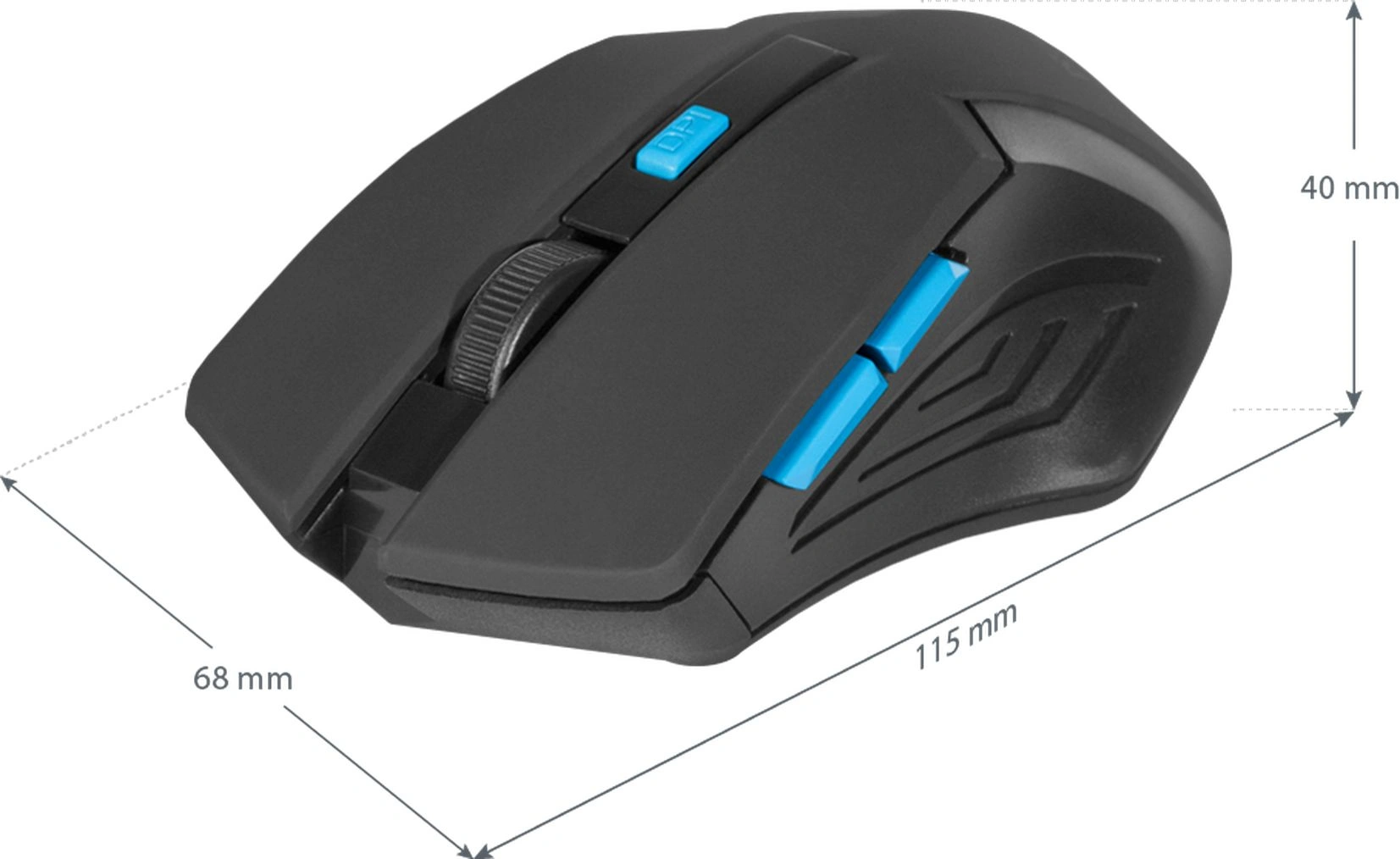 Мышь Defender Accura MM-275 черный/синий оптическая 1600dpi беспров. USB 5but (52275)