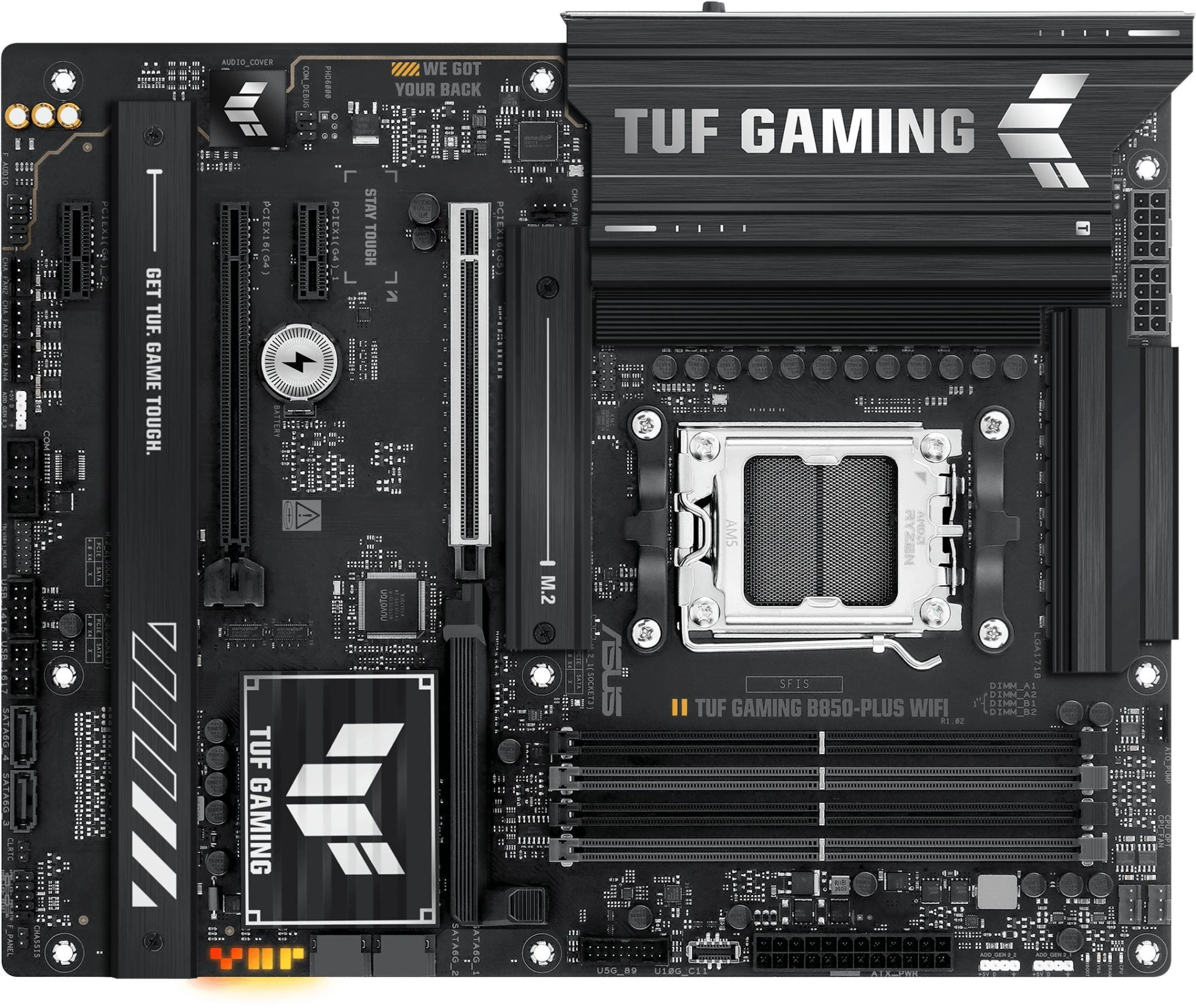 Материнская плата Asus TUF GAMING B850-PLUS WIFI SocketAM5 AMD B850 4xDDR5 ATX AC`97 8ch(7.1) 2.5Gg RAID+HDMI+DP