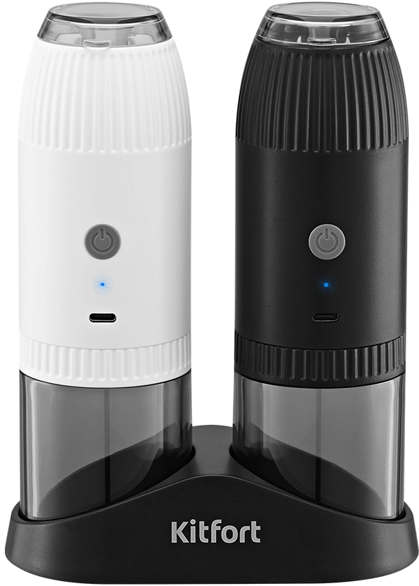 Перечница электрическая Kitfort КТ-6489 6Вт 120мл. черный/белый