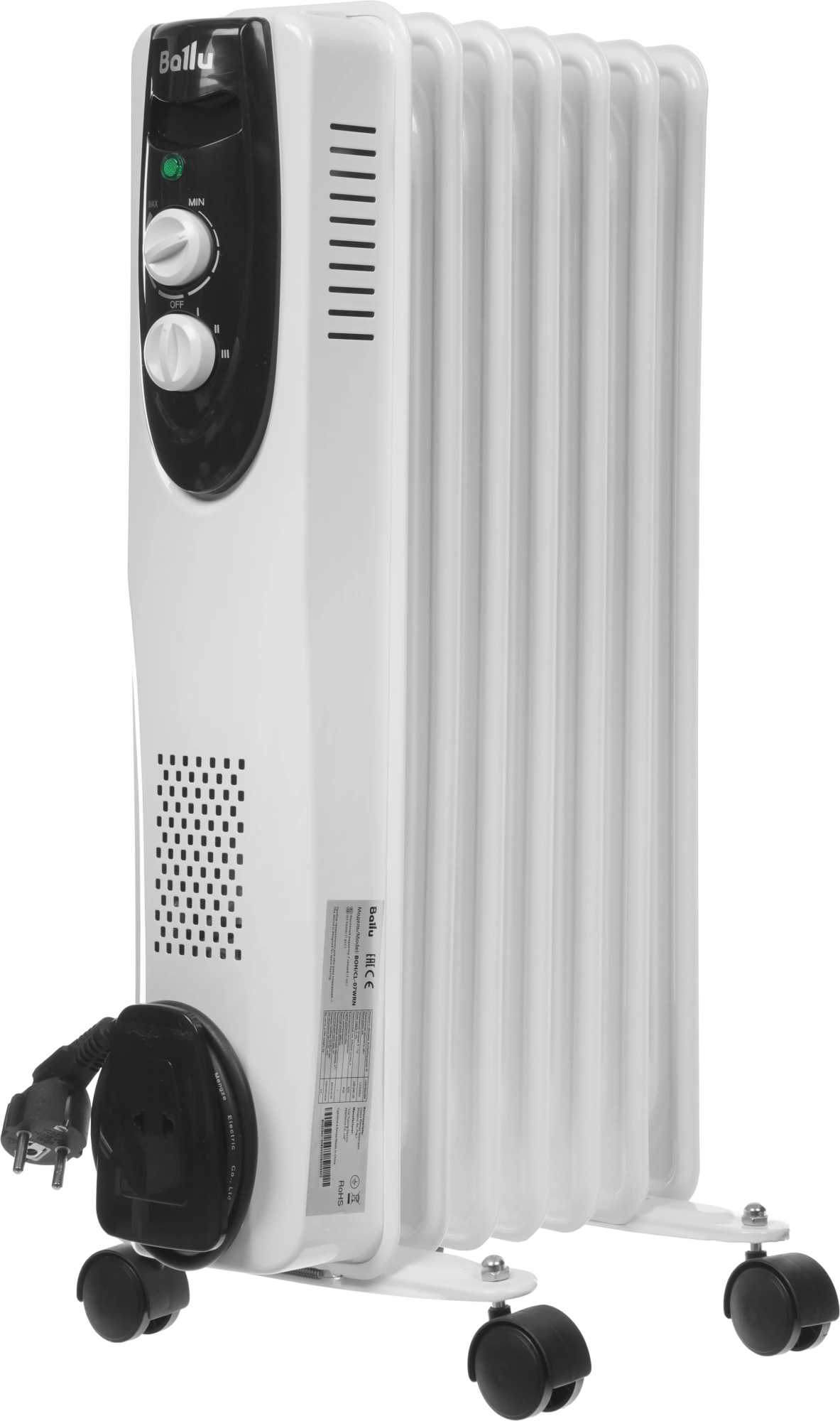 Радиатор масляный Ballu Classic BOH/CL-07WRN 1500Вт белый/черный