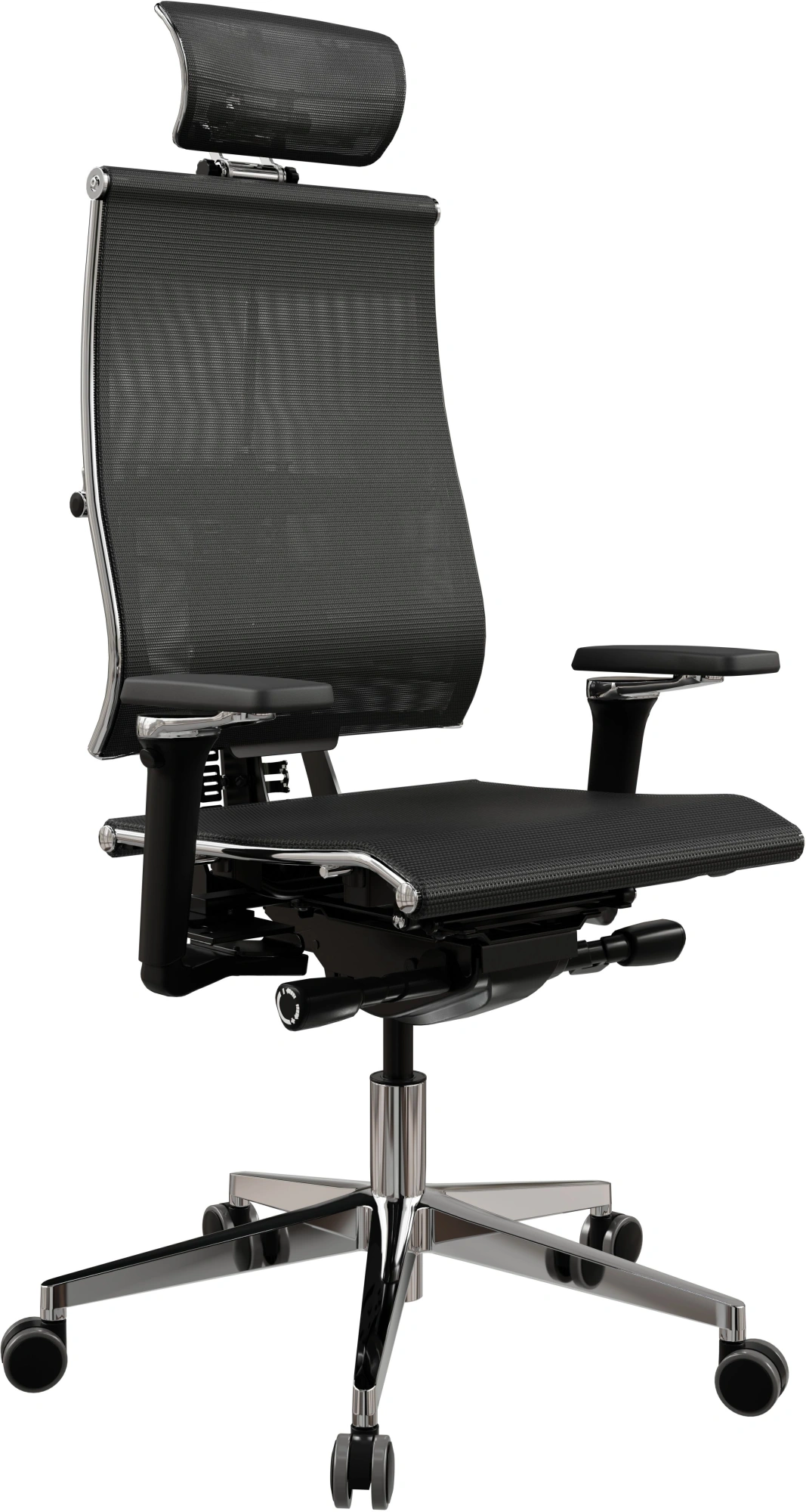 Кресло руководителя эргономичное Метта Yoga 4DF B2-5D - YM93 черный сиденье черный сетка с подголов. крестов. металл хром