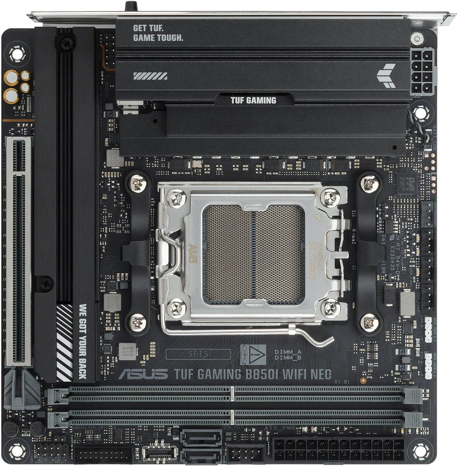 Материнская плата Asus TUF GAMING B850I WIFI NEO Socket AM5 AMD B850 2xDDR5 mini-ITX AC`97 8ch(7.1) 2.5Gg RAID+HDMI+DP