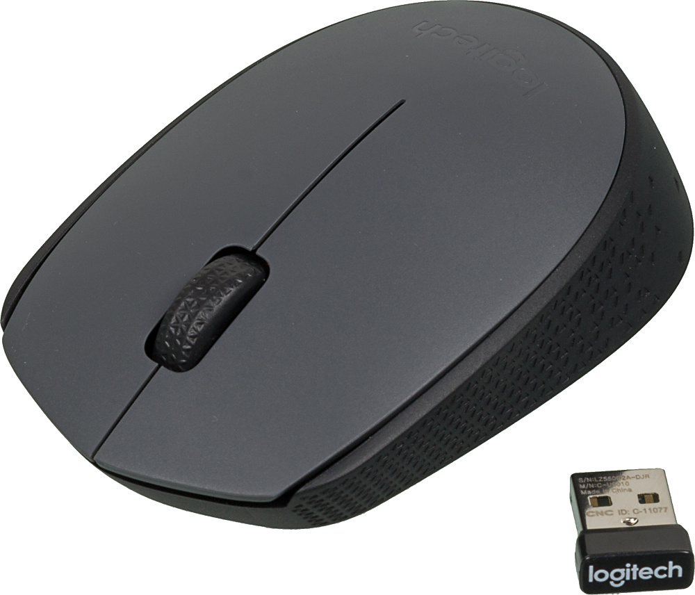 Мышь Logitech M170 серый/черный оптическая (1000dpi) беспроводная USB для ноутбука (2but)