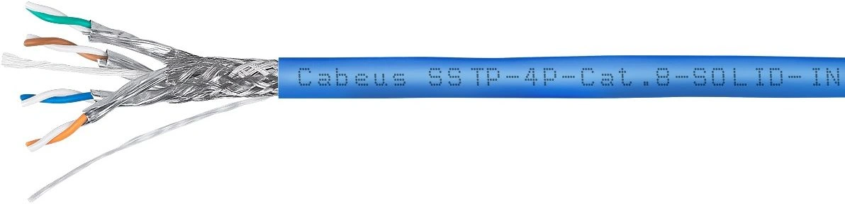 Кабель Cabeus SSTP-4P-CAT.8-SOLID-IN-LSZH-BL кат.8 S/FTP 4 пары LSZH внутренний 305м синий
