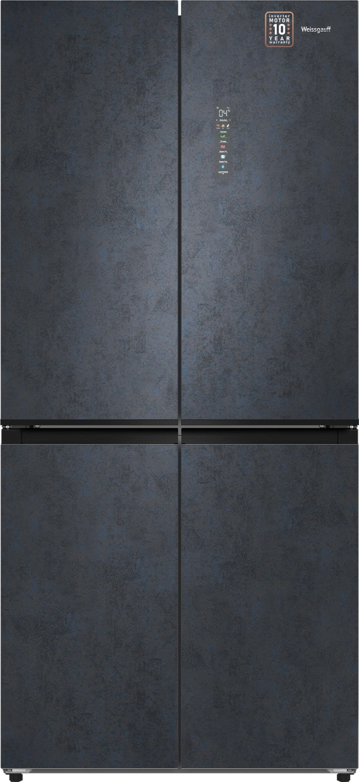 Холодильник Weissgauff WCD 450 Rock Glass NoFrost Inverter 3-хкамерн. графит темный инвертер