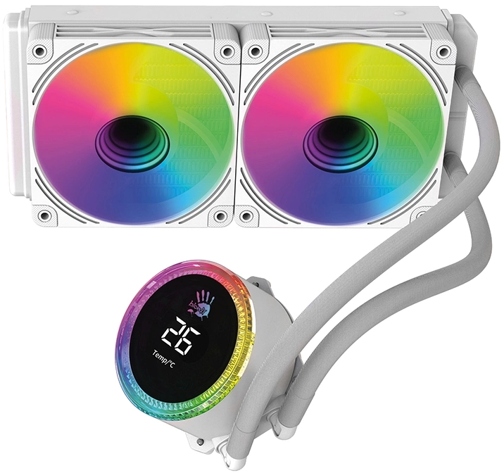 Система водяного охлаждения Bloody BD-LC240ARGB2 ARGB Soc-AM5/AM4/1200/1700/1851 белый 4-pin 22-35dB Al+Cu LCD 260W 1100gr Ret (BD-LC240ARGB2-WH)