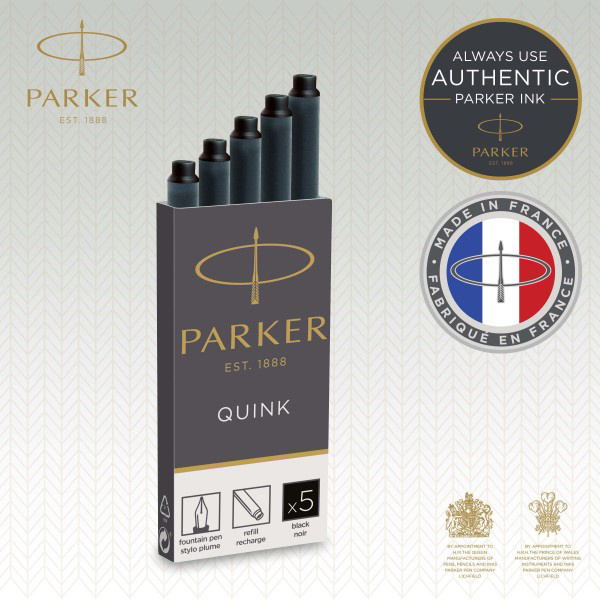 Картридж Parker Quink Z11 (CW1950382) черные чернила для ручек перьевых (5шт)