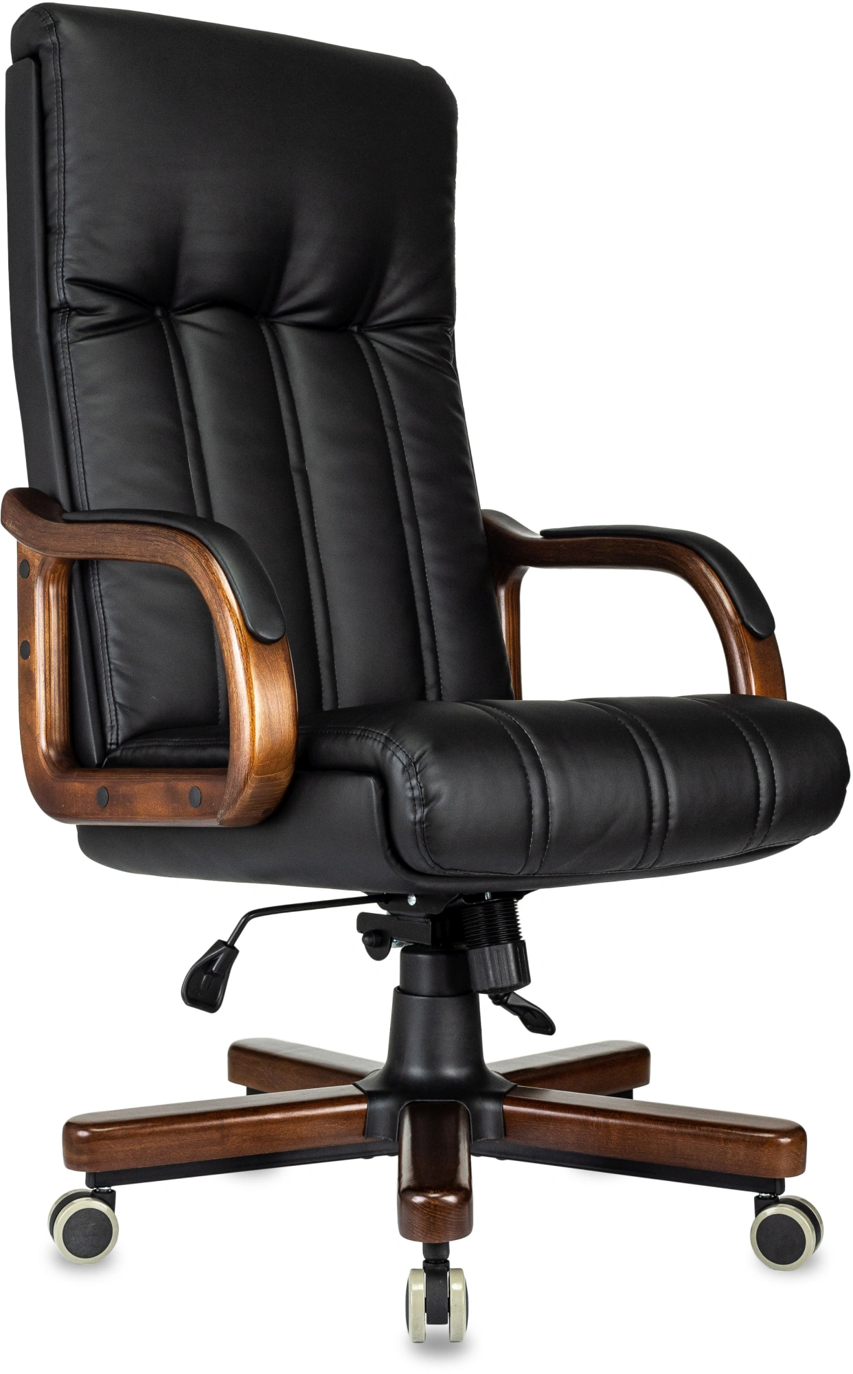 Кресло руководителя Бюрократ T-9932Walnut черный экокожа крестов. металл/дерево