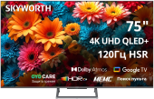 Телевизор QLED Skyworth 75" 75Q67H Google TV Frameless черный/серый 4K Ultra HD 60Hz DVB-T DVB-T2 DVB-C DVB-S DVB-S2 USB WiFi Smart TV