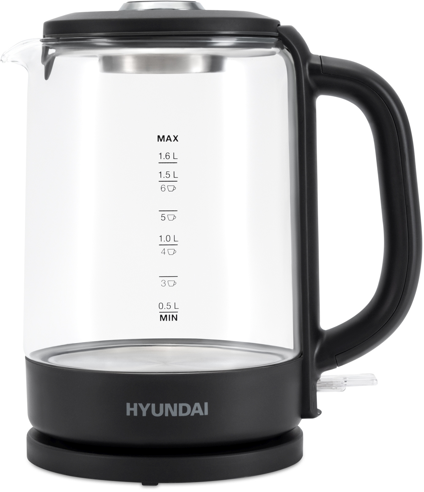 Чайник электрический Hyundai HYK-G3402 1.7л. 2200Вт серый/серебристый корпус: стекло/пластик