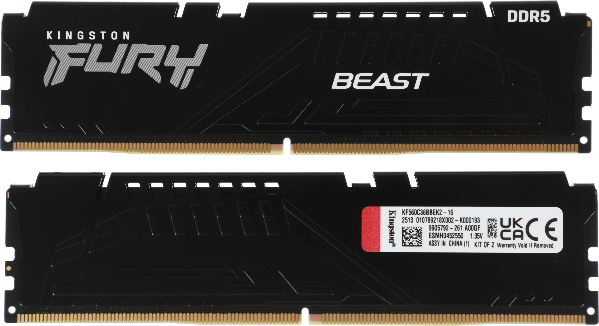 Память DDR5 2x8Gb 6000MHz Kingston KF560C36BBEK2-16 Fury Beast RTL Gaming PC5-48000 CL36 DIMM 288-pin 1.35В с радиатором Ret