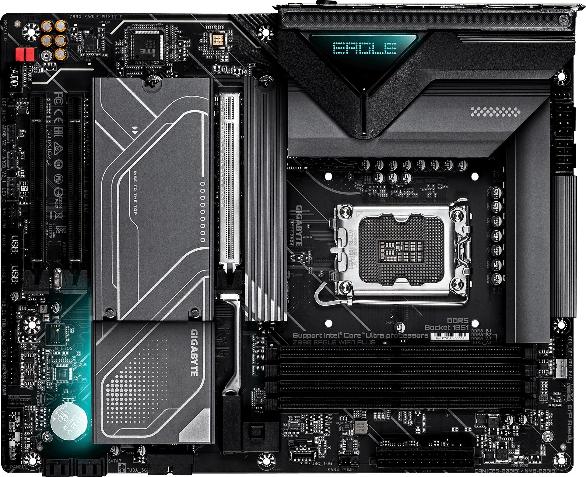 Материнская плата Gigabyte Z890 EAGLE WIFI7 PLUS Soc-1851 Intel Z890 ATX AC`97 8ch(7.1) 2.5Gg RAID+DP