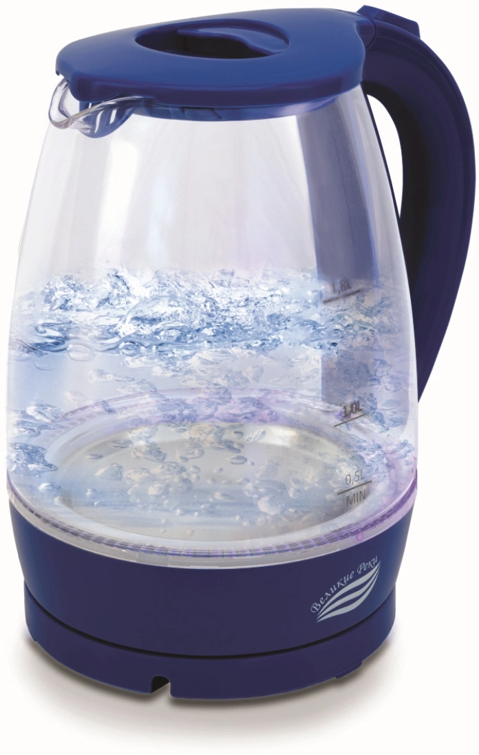 Чайник электрический Великие Реки Дон-1 1.8л. 1850Вт синий корпус: стекло/пластик (ДОН-1 СИНИЙ)