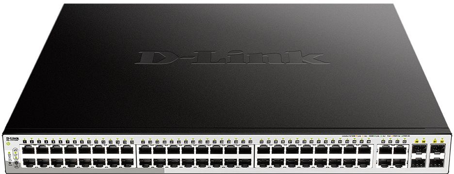 Коммутатор D-Link DGS-1210-52MP/FL1A (L2) 52x1Гбит/с 4xКомбо(1000BASE-T/SFP) 48PoE+ 370W управляемый