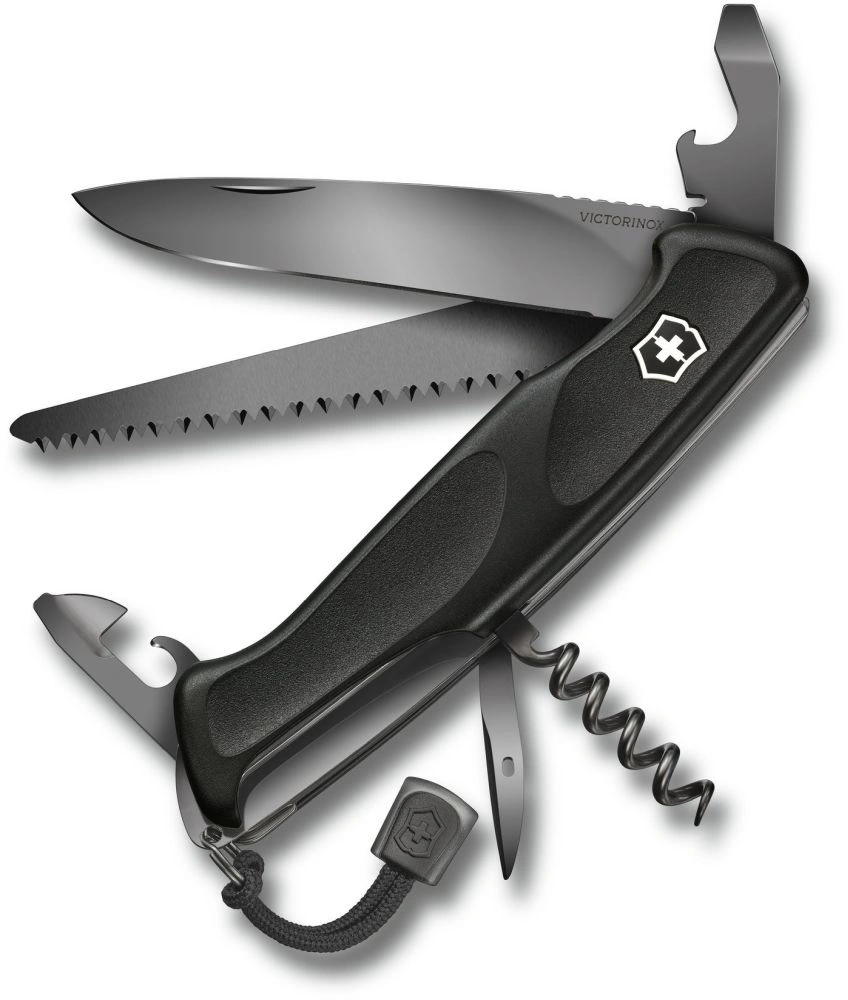 Нож перочинный Victorinox RangerGrip Onyx (0.9563.C31P) 130мм 12функц. черный подар.коробка в комплекте: шнурок