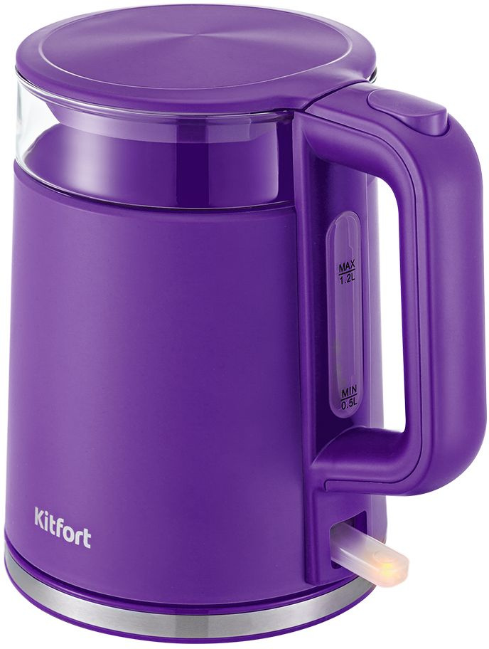 Чайник электрический Kitfort KT-6124-1 1.2л. 2200Вт фиолетовый корпус: стекло/металл/пластик (КТ-6124-1)