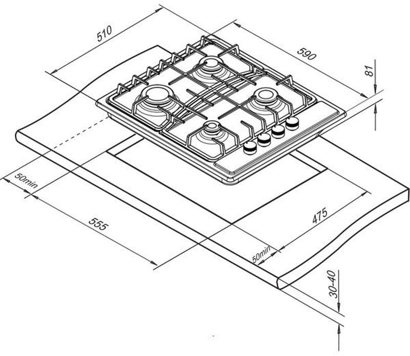 Газовая варочная поверхность Darina 1T1 BGM 341 11 W белый