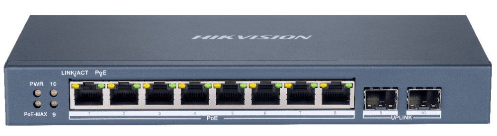 Коммутатор Hikvision DS-3E1510P-EI 10x1Гбит/с 2SFP 8PoE 8PoE+ 110W управляемый