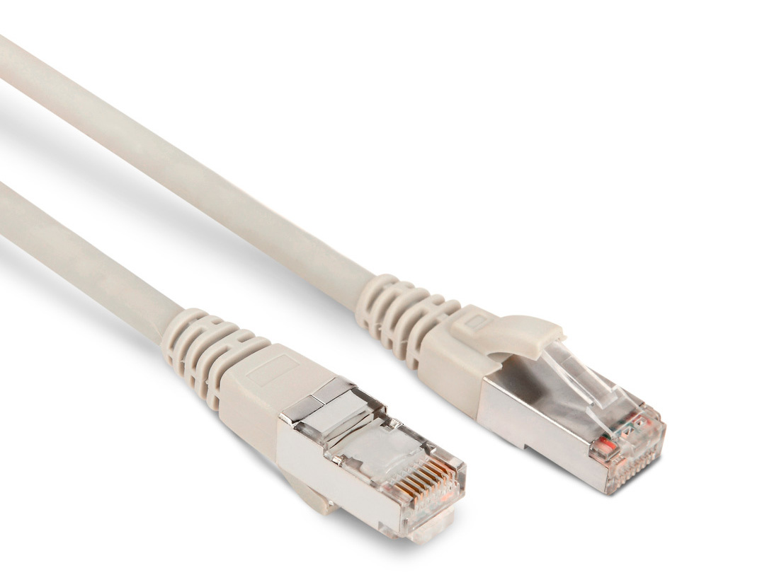 Патч-корд Hyperline PC-LPM-STP-RJ45-RJ45-C6-1M-LSZH-GY U/FTP RJ-45 вил.-вилка RJ-45 кат.6 1м серый LSZH 26AWG