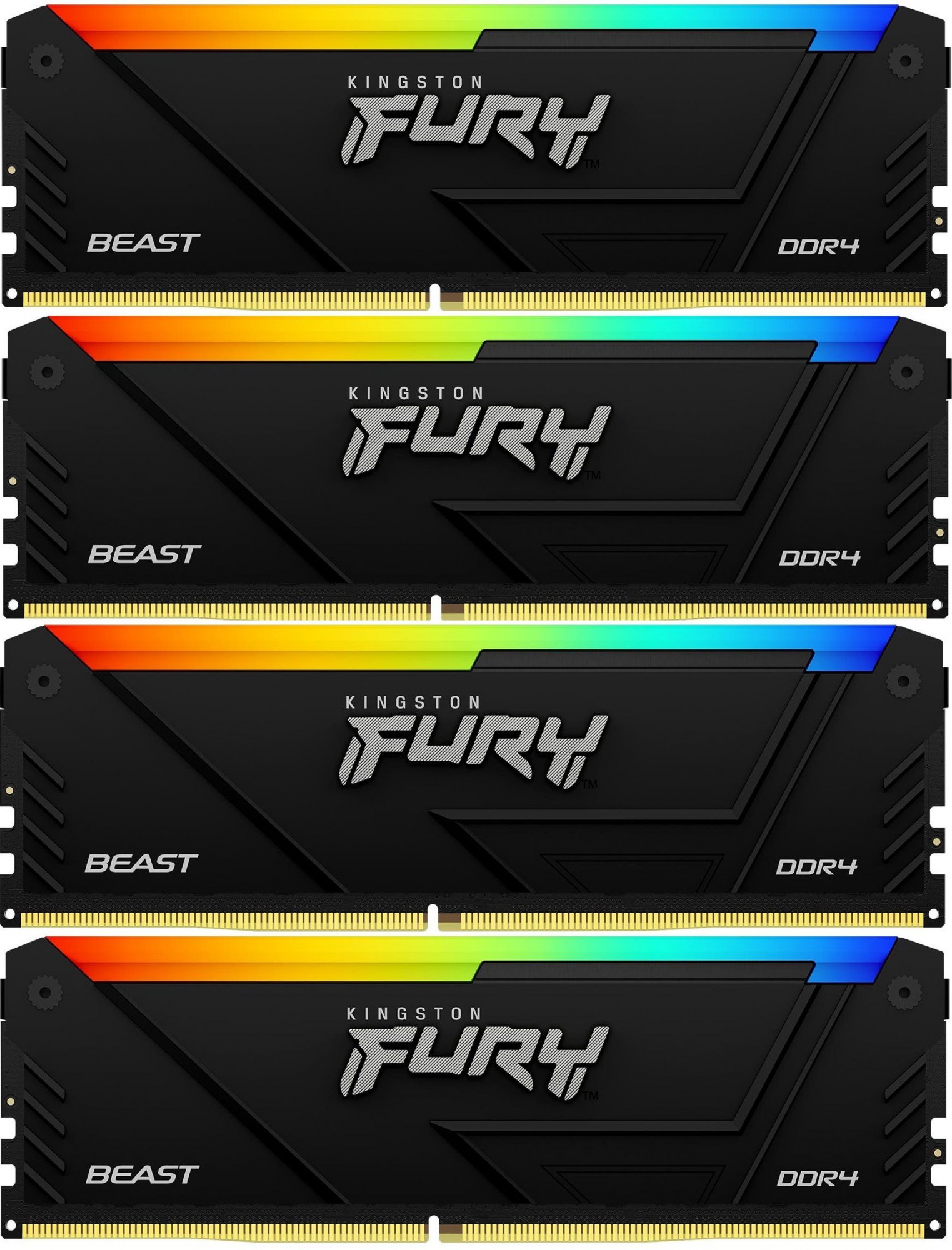 Память DDR4 4x32GB 3200MHz Kingston KF432C16BB2AK4/128 Fury Beast Black RGB RTL Gaming PC4-25600 CL16 DIMM 288-pin 1.35В dual rank с радиатором Ret