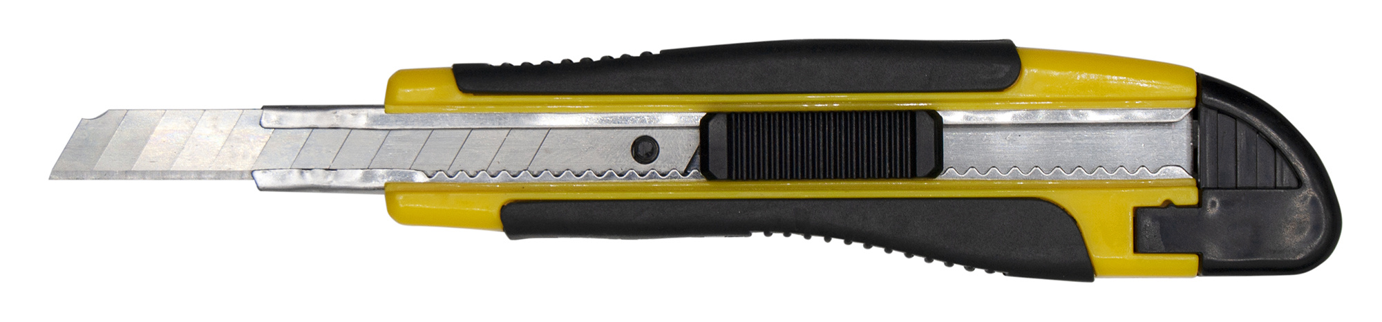 Нож канцелярский Silwerhof шир.лез.9мм фиксатор усиленный 2 сменных лезвия желтый/черный блистер