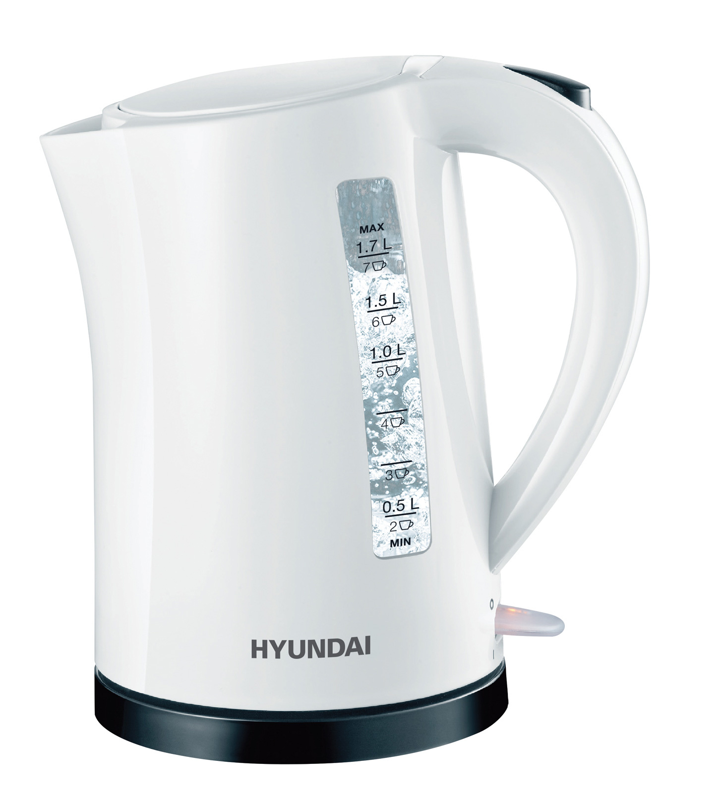 Чайник электрический Hyundai HYK-P1409 1.7л. 2200Вт белый/черный корпус: пластик