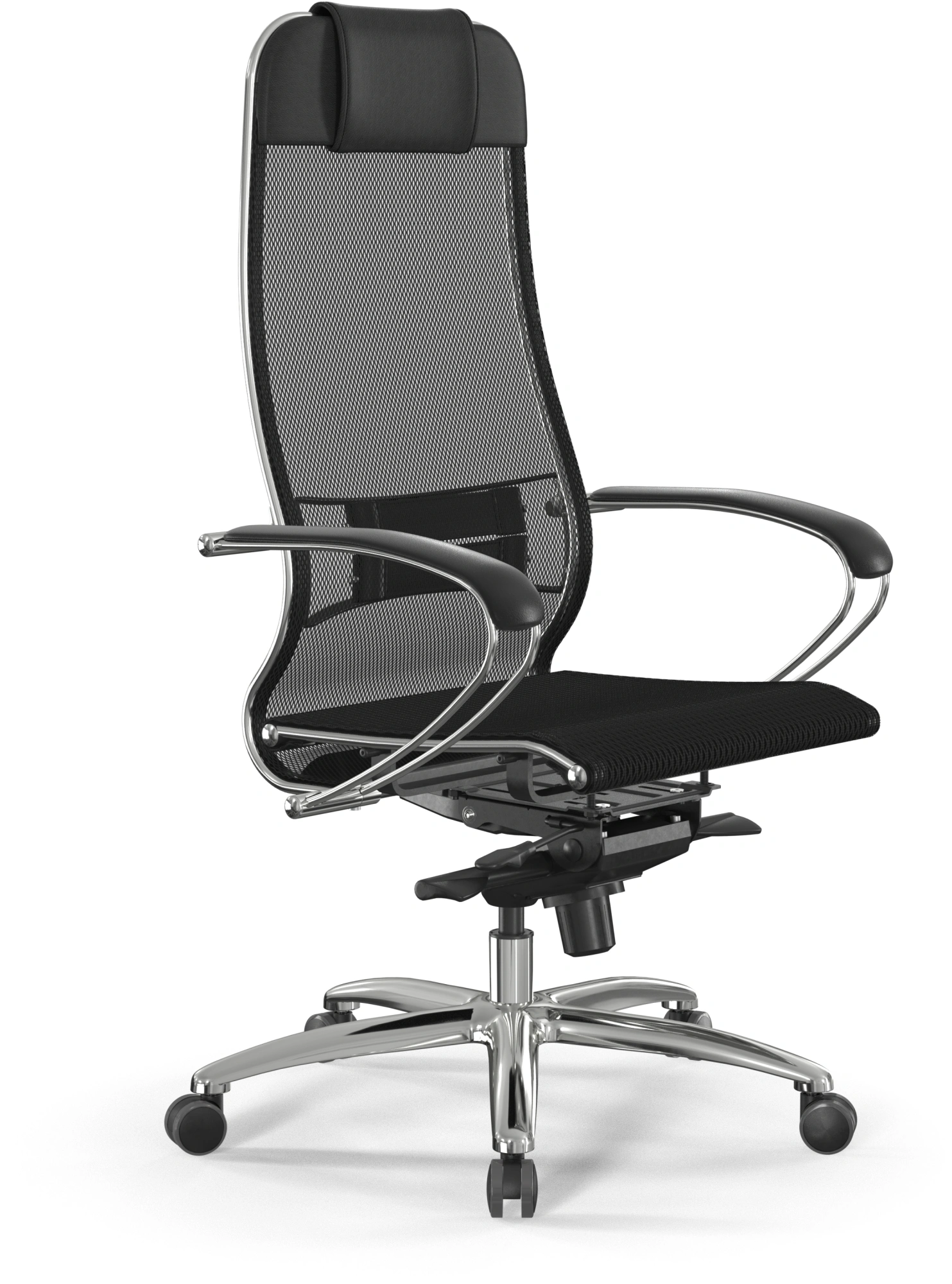 Кресло Метта Samurai S-1 черный сиденье черный сетка с подголов. крестов. металл хром