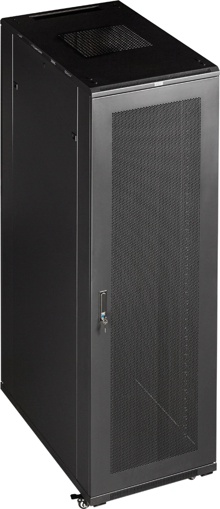 Шкаф серверный Lanmaster (TWT-CBB-47U-6X6-G1) напольный 47U 600x600мм пер.дв.стекл металл 2 бок.пан. 800кг черный 526мм 95кг 2277мм IP20 металл