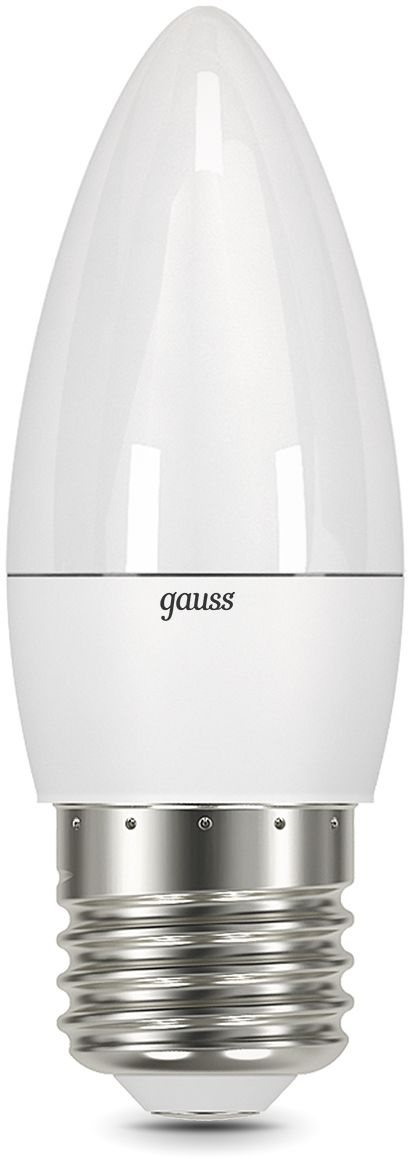 Лампа светодиодная Gauss 7Вт цок.:E27 свеча 220B св.свеч.бел.теп. (упак.:10шт) (103102107)