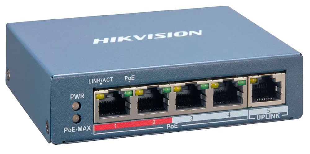 Коммутатор Hikvision DS-3E1105P-EIV2 5x100Мбит/с 4PoE+ 60W управляемый