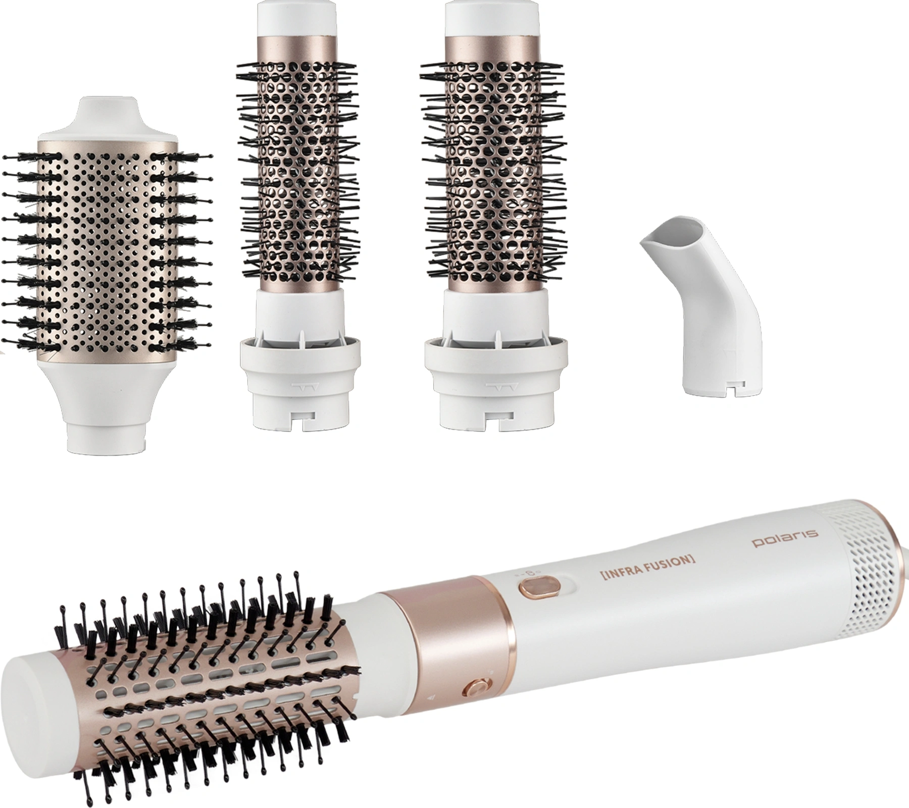 Фен-щетка Polaris PHSB 1214Mi 1200Вт белый/розовое золото (022111)