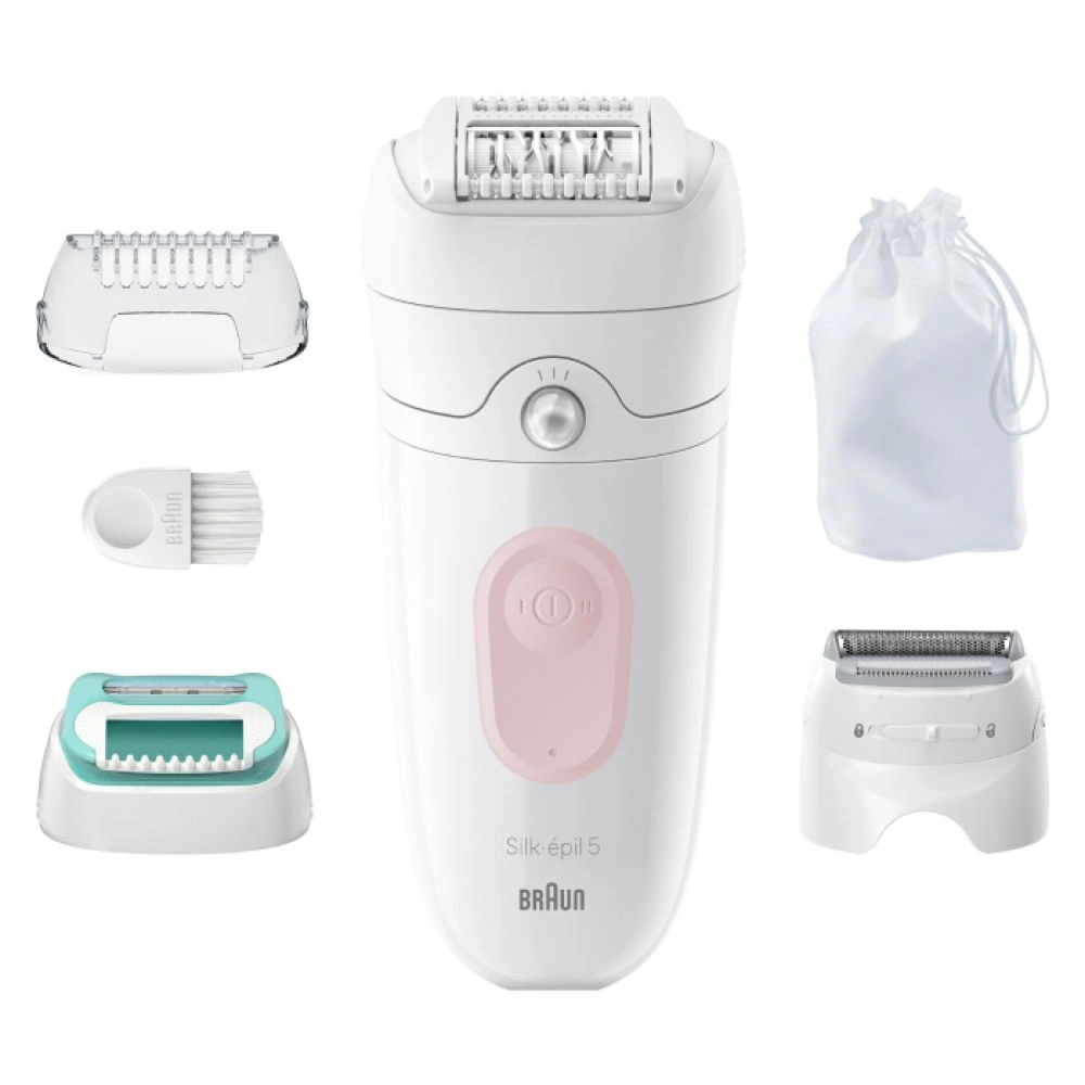 Эпилятор Braun SE5-050 скор.:2 насад.:4 от электр.сети от аккум. белый/розовый