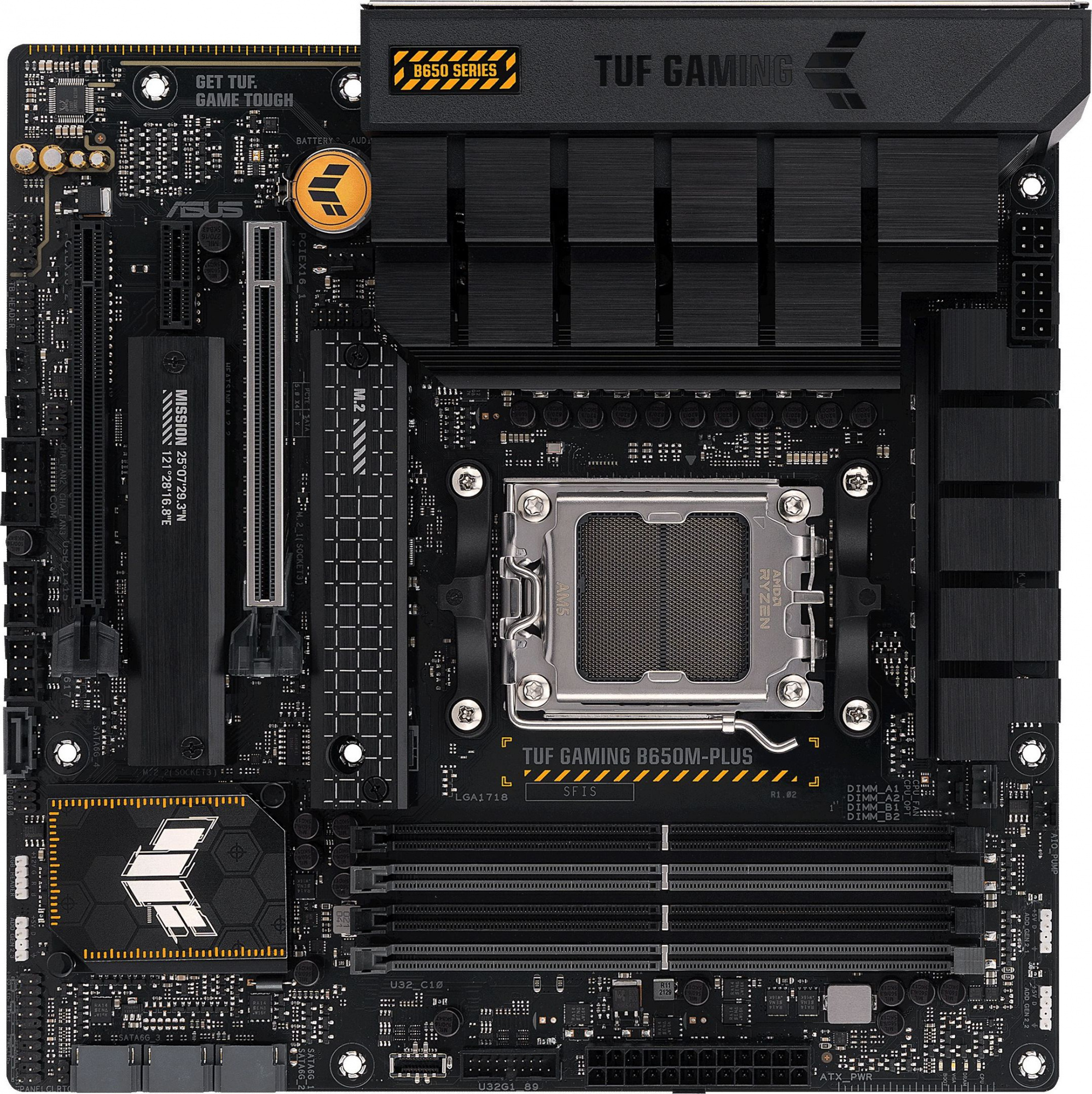 Материнская плата Asus TUF GAMING B650M-PLUS SocketAM5 AMD B650 4xDDR5 mATX AC`97 8ch(7.1) 2.5Gg RAID+HDMI+DP