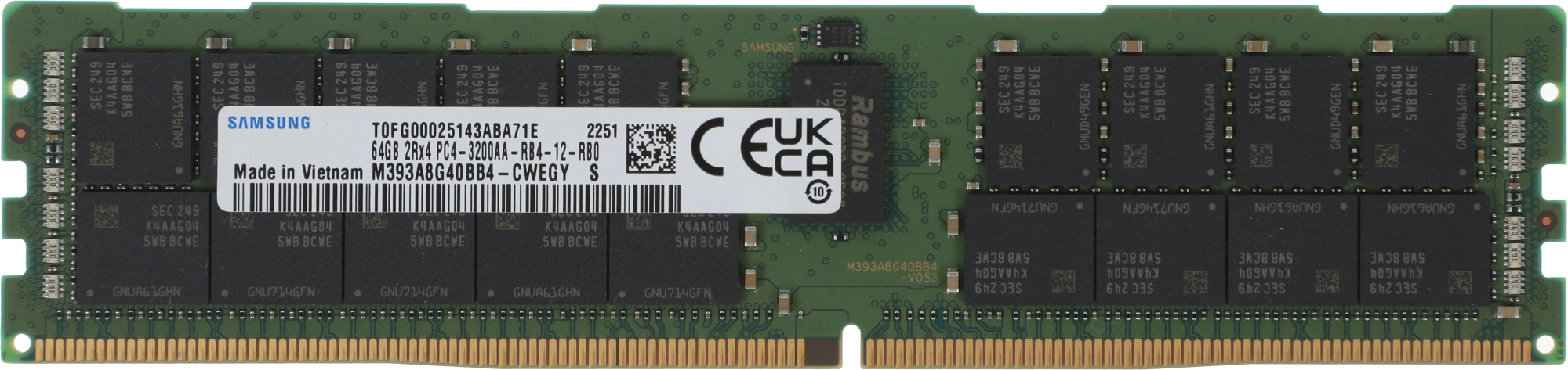 Память DDR4 Samsung M393A8G40BB4-CWE 64Gb DIMM ECC Reg Non Pull PC4-25600 CL21 3200MHz